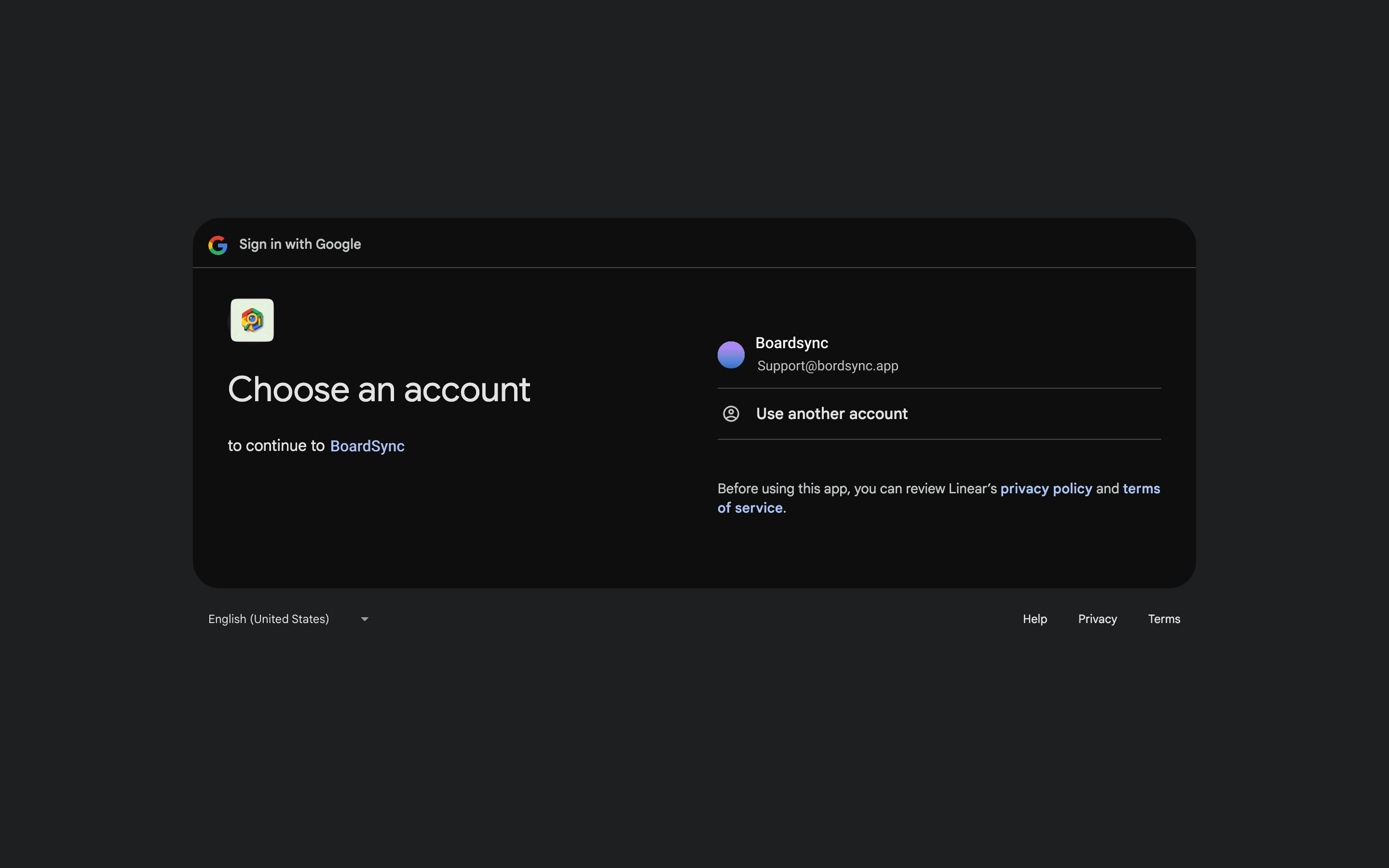Choose Google account with BigQuery access